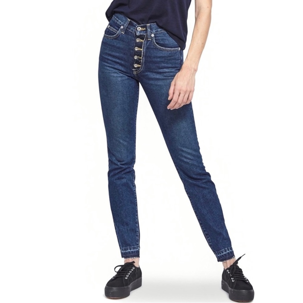 NEW EVE DENIM DARK WASH BUTTON FLY JEANS - Picture 1 of 8